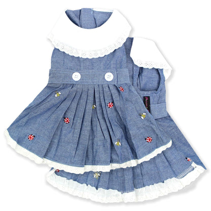 Parisian Pet Dog Dress - Chambray Dog Overall Dress - Lightweight and Fashionable Dog Skirt - Dog Summer Dress - Sleeveless Dog Clothes - Dog Overalls for Large Dogs Girl XL3
