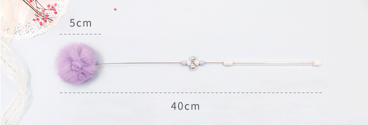 Colorful Pom Pom Cat Teaser Wand with Bell Toy