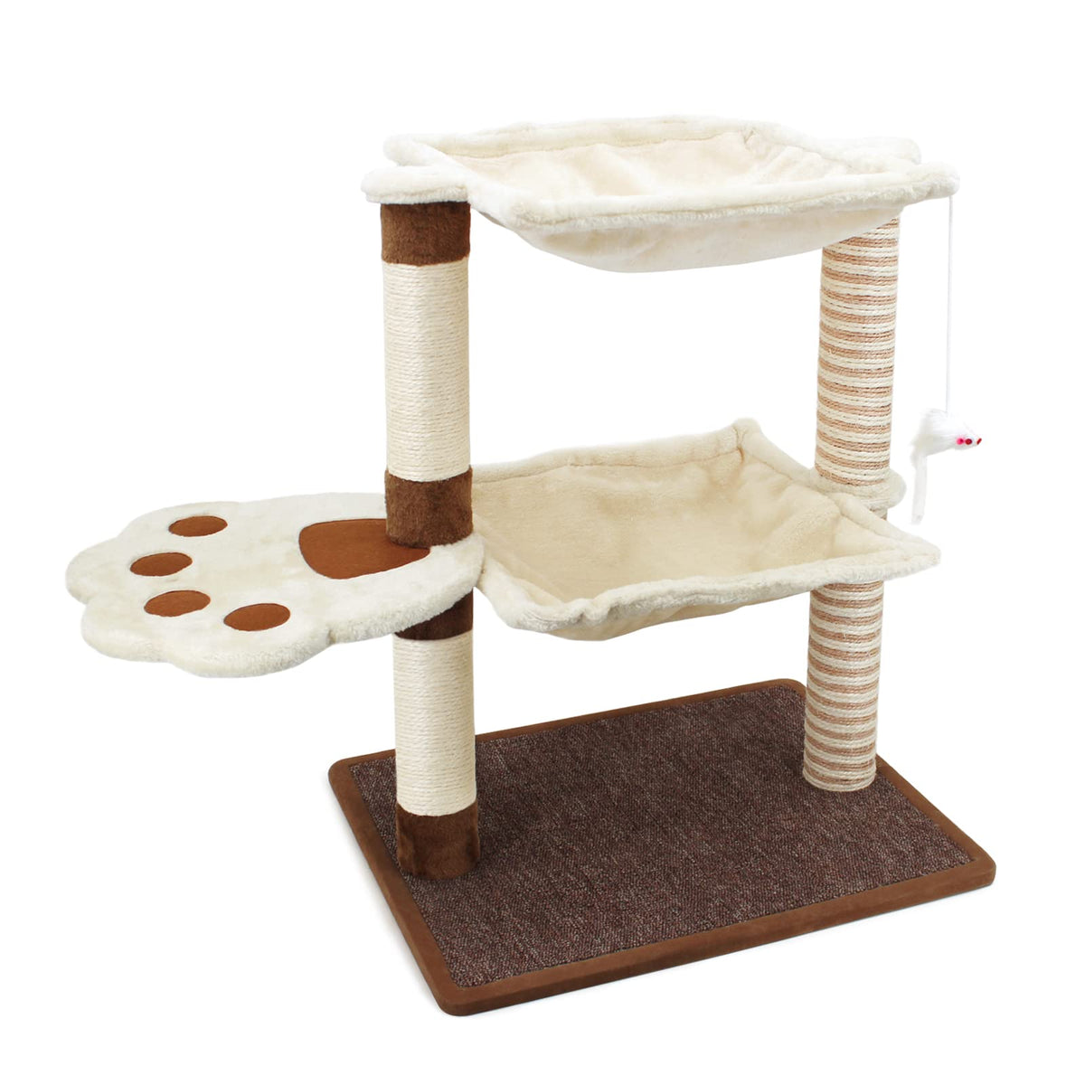 SONGWAY Cat Scratching Post with Hammock - 27.5 Cat Tree with Natural Sisal Cat Scratching Post Cat Furniture Cat Cradle Bed Cat Hammock Cat Activity Tree for Indoor Large Adult Cat