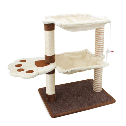 SONGWAY Cat Scratching Post with Hammock - 27.5 Cat Tree with Natural Sisal Cat Scratching Post Cat Furniture Cat Cradle Bed Cat Hammock Cat Activity Tree for Indoor Large Adult Cat