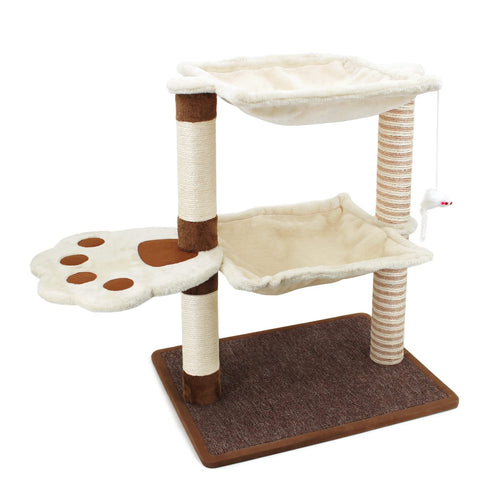 SONGWAY Cat Scratching Post with Hammock - 27.5 Cat Tree with Natural Sisal Cat Scratching Post Cat Furniture Cat Cradle Bed Cat Hammock Cat Activity Tree for Indoor Large Adult Cat