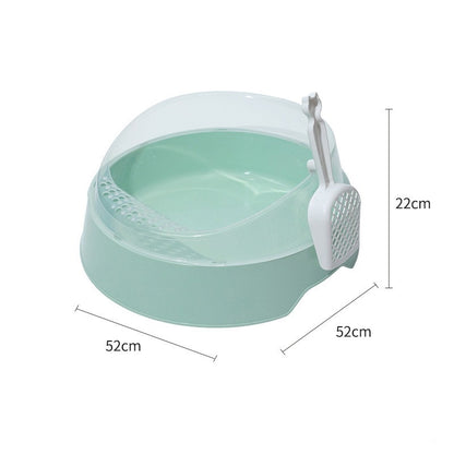 Large Semi-Enclosed Cat Litter Box with Shovel