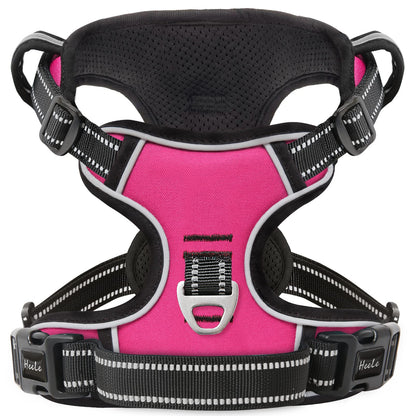 HEELE Dog Harness Dog Harness Large Dog No Pull Dog Harness for Large Dog with Soft Handle Reflective Breathable Mesh Rose L